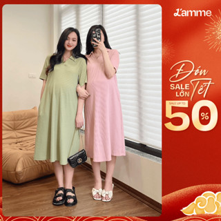 Váy bầu dáng suông Rika Dress cổ polo kiểu basic, váy bầu mùa hè, đầm bầu thiết kế by LAMME
