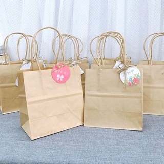 (Tặng kèm tag treo) Túi giấy quà đựng quà, Túi giấy kraft nâu vintage, Túi quà mini Ngang 13cao14hông8cm