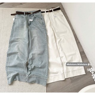 MIDISTORE - Quần Jean gấu big chỉ nổi 94cm kèm belt Simeile (89629)