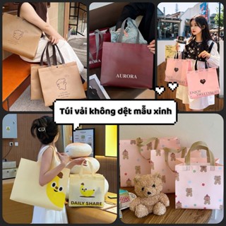 (Mới Về Nhiều Mẫu) Túi vải không dệt đựng quà, áo quần, vật dụng đi chơi đi biển đi học mẫu mã sang trọng xinh xắn