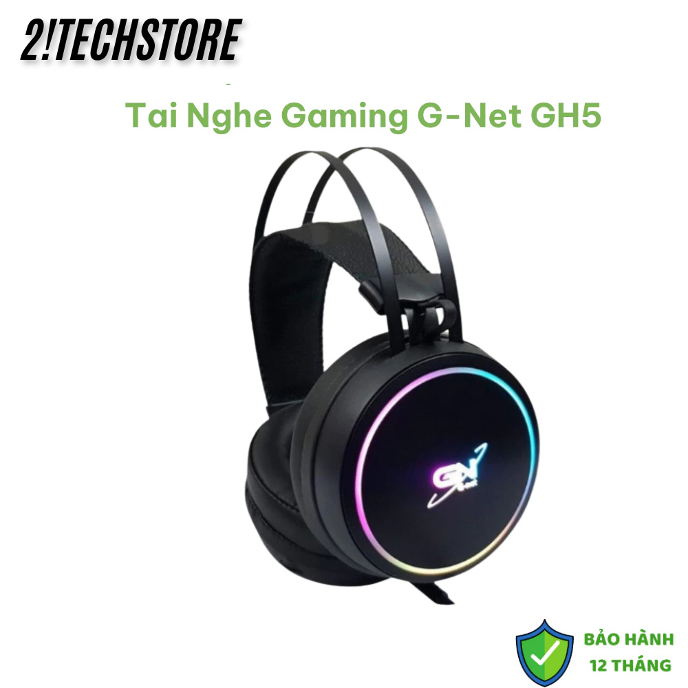 Tai nghe chụp tai ,Tai nghe gaming Gnet GH5 7.1 cổng USB, Mic Chống ồn LED RGB ( BH 12T)
