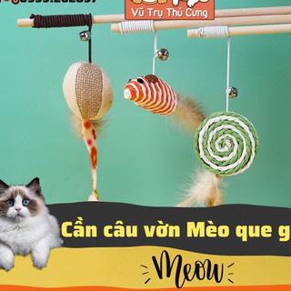 Đồ Chơi Cho Mèo Cần Câu Vờn Mèo Que Gỗ