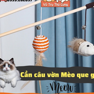 Đồ Chơi Cho Mèo Cần Câu Vờn Mèo Que Gỗ