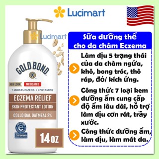 Sữa dưỡng thể cho da chàm Eczema Relief Medicated Gold Bond chai 396g [Hàng Mỹ]