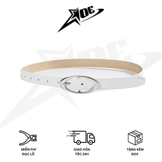 (Có sẵn) AOE STUDIO - Thắt lưng nam nữ Y2K da PU cao cấp dây nịt bản nhỏ khoá cài kim màu trắng mặt oval phối hàng ngày
