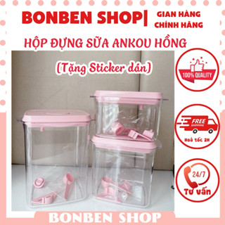 Hộp đựng sữa bột ANKOU HỒNG hút chân không [TẶNG sticker dán]