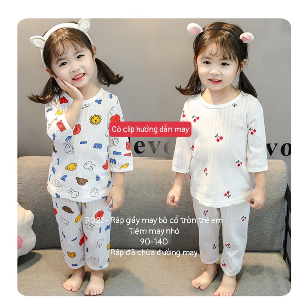 RG23_ Rập giấy may bộ cổ tròn trẻ em