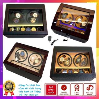  Hộp Xoay Đồng Hồ Cơ - 4 Ngăn Xoay Vỏ Da - Vỏ Gỗ  BH 24 Tháng  - Hộp Lên Dây Cót Đồng Hồ Cơ 4 Xoay Cao Cấp 
