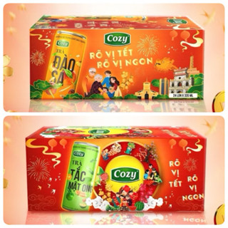  THÙNG 24 LON TRÀ COZY ĐÀO SẢ  TẮC MẬT ONG 320ML 