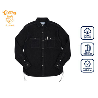 Áo Sơ Mi Nam Denim Màu Đen 10 Oz - onewashed denim, form regular, tay dài - Copper Denim