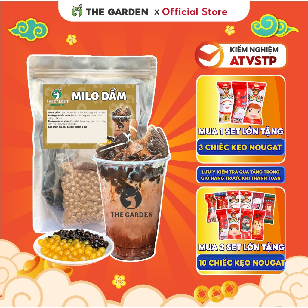 Set Milo Dầm Trân Châu Pudding Trứng Pudding Socola THE GARDEN
