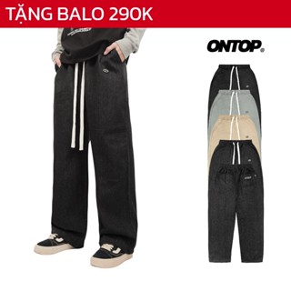 Quần ống suông nam nữ nhiều màu ONTOP tag su dây rút bo chun local brand chất liệu kaki, jean | O14-Q1&O25-Q1&O-Q2