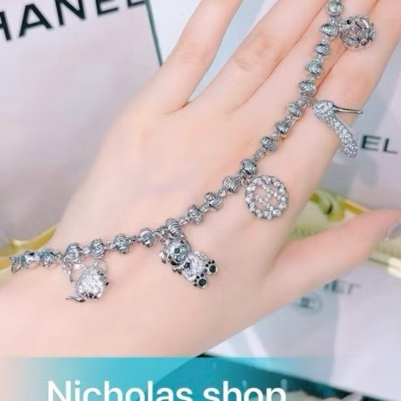 Lắc bi 5 cham mạ bạch kim Nicholas159