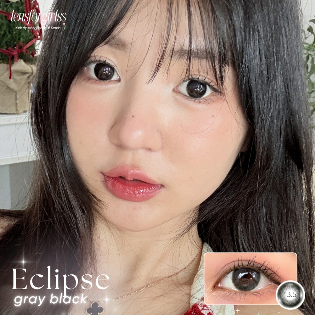 Kính áp tròng GIÃN TRÒNG hack mắt to tròn ECLIPSE GRAY BLACK chính hãng HERA | Lens cận | LENSFORGIRLSS | BigBuy360 - bigbuy360.vn