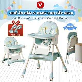 Ghế ăn dặm cao cấp cho bé v-baby gấp gọn, ngả tựa lưng , ghế cố định và ghế đa năng