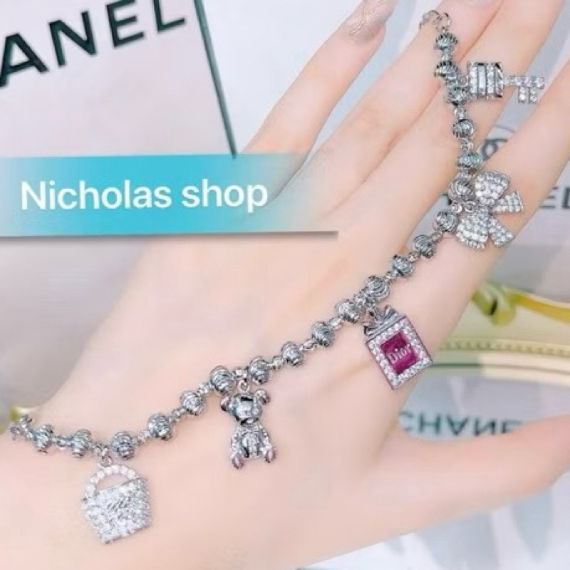 Lắc bi 5 cham mạ bạch kim Nicholas159