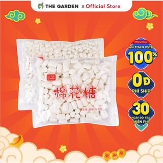  Kẹo bấc Marshmallow THE GARDEN giảm đường 20% ít ngọt 500gr Kẹo bấc trắng nguyên liệu làm kẹo Nougat 