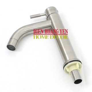 Vòi lạnh lavabo inox 304 cao cấp loại dài 20cm kiểu mỏ cong