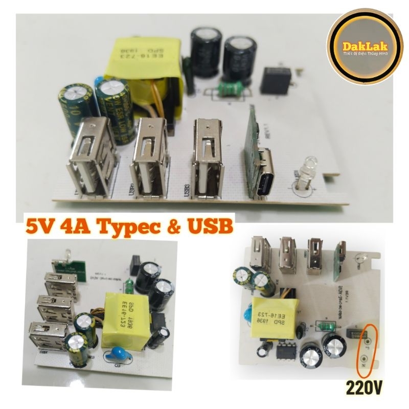 Nguồn sạc nhanh 5V 4A USB và TypeC