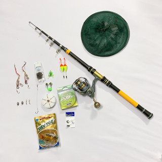  Bộ cần câu rút dài 4m5 máy 7000 inox kim loại cần tải cá 10kg phụ kiện 15 món tay quay inox 