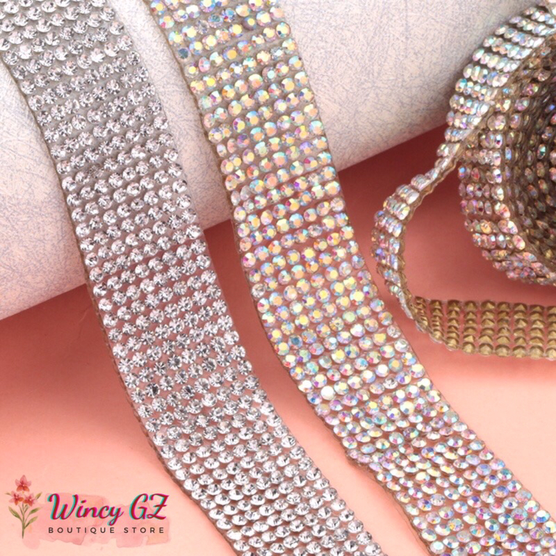 (Dài 40cm) Cuộn Dây Ruban Hạt Đá Nhiều Màu (KHÔNG CÓ KEO DÁN SẴN)
