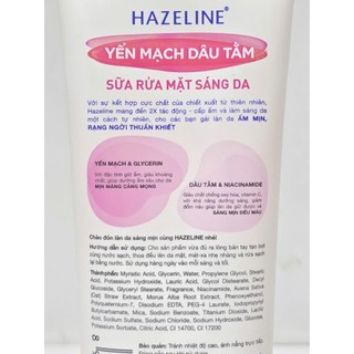 Sữa Rửa Mặt HAZELINE Yến Mạch Dâu Tằm Tràm Trà Cica Nghệ Hoa Cúc 100g