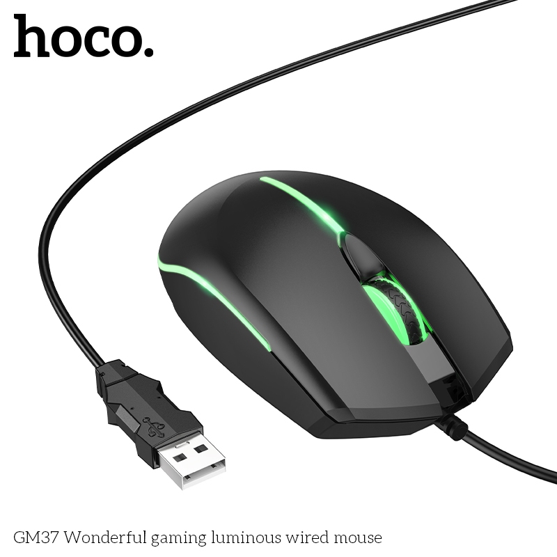 Chuột dây máy tính Hoco GM37 có 2400DPI, 4 nút, đèn LED nhiều màu | BigBuy360 - bigbuy360.vn