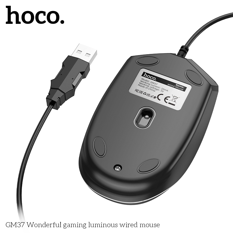 Chuột dây máy tính Hoco GM37 có 2400DPI, 4 nút, đèn LED nhiều màu | BigBuy360 - bigbuy360.vn