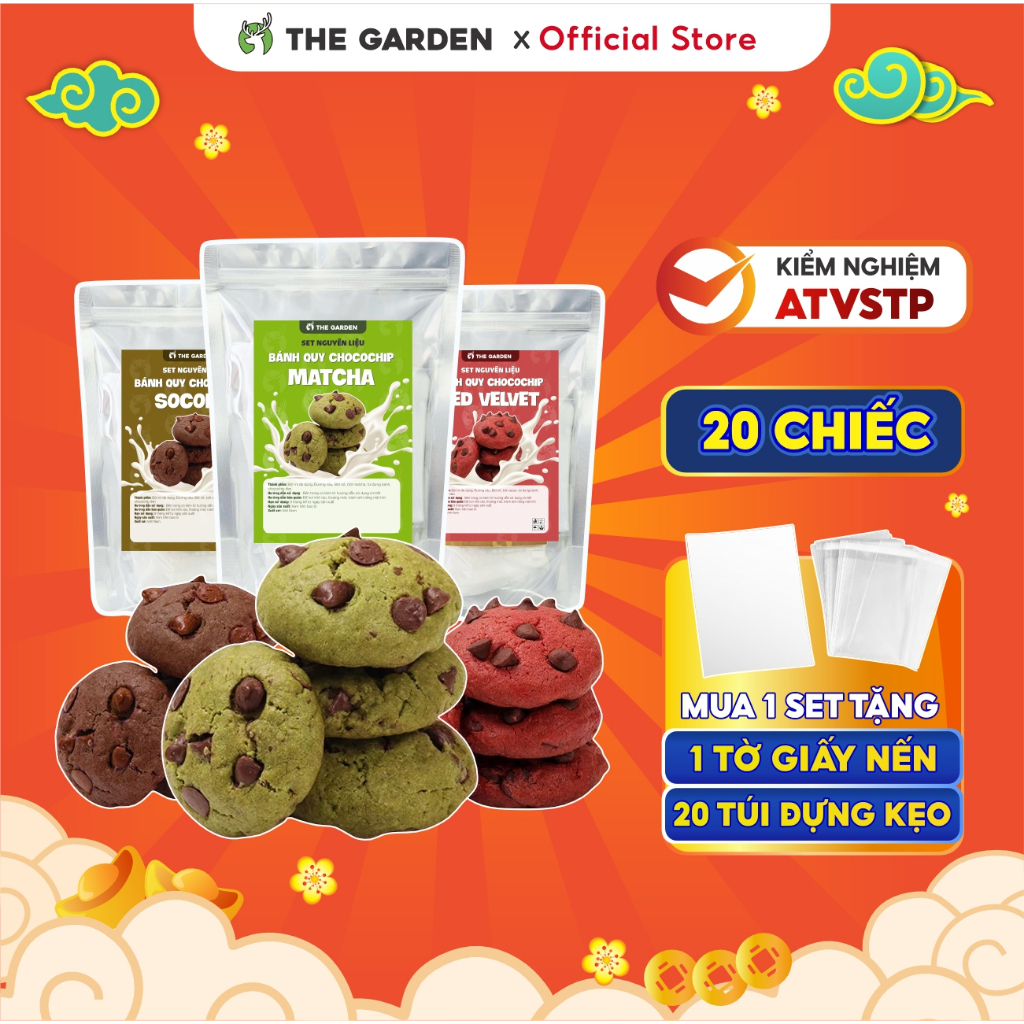 Set nguyên liệu làm bánh Chocochip Cookie - THE GARDEN IGWT nguyên liệu làm bánh quy tại nhà thành phẩm 20 chiếc