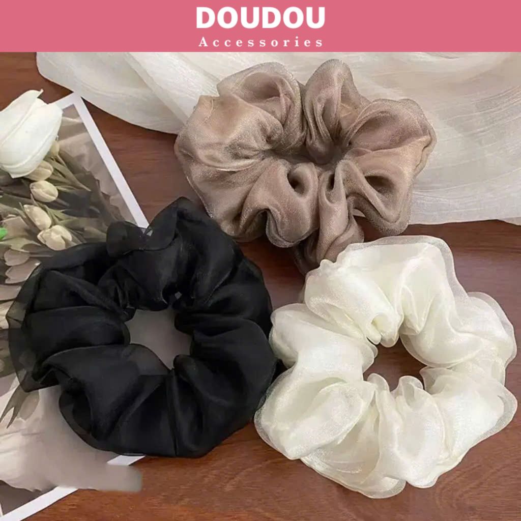 Dây cột tóc Doudou Scrunchies Dây buộc tóc vải voan Cột tóc nữ phong cách Hàn Quốc thời trang FQ028