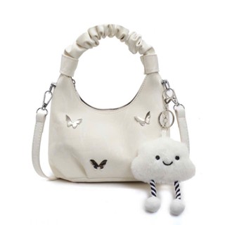 Túi xách nhúm da nhung TẶNG KÈM CHAM MÂY đeo chéo cầm tay dự tiệc chơi tết dễ thương MÃ 286