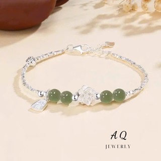 Vòng Tay Bạc Ánh Sáng Ngọc sáng Chúc May Mắn, lắc tay bạc ngọc.