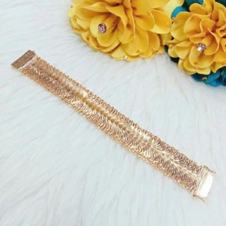 Lắc Tay Cánh Quạt 1 Hàng Đồng Đỏ Chạm 5D Màu Vàng 750 Miền Tây