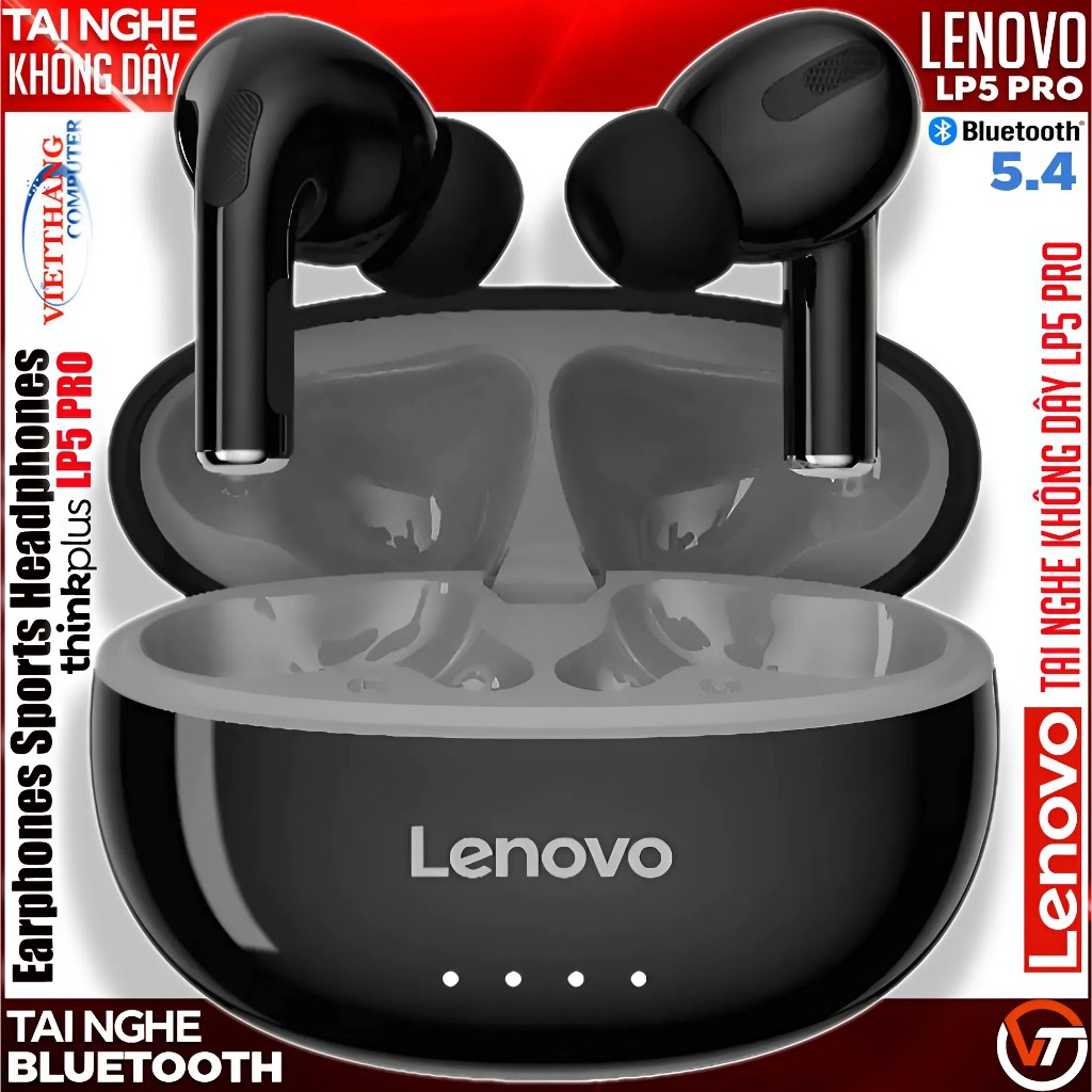 Tai nghe Bluetooth Lenovo ThinkPlus LP5 Pro Black Thể thao không dây Bluetooth 5.4 Micrô Music HiFi