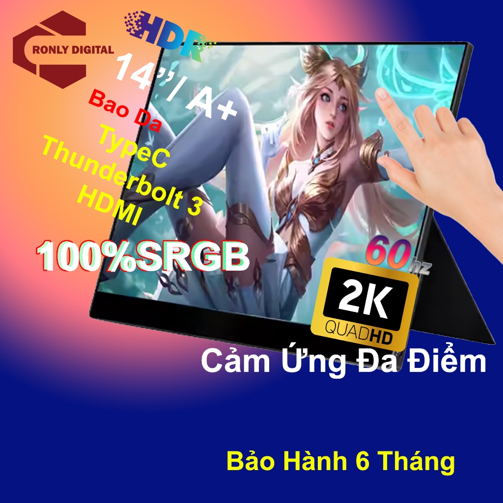 Màn hình di động 14 inch, FullHD 2K 100%SRG 60-144hz, kết nối HDMI TYPE C, view 178°, mở rộng | BigBuy360 - bigbuy360.vn