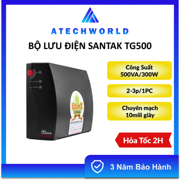 Bộ Lưu Điện Santak TG500 500VA Chuyên Dùng Cho PC & Máy POS - Hàng Chính Hãng - Có Xuất VAT