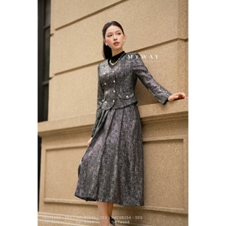 Set Áo Vest Chân Váy Xếp Ly MY WAY Dáng Ngắn Chiết Eo Sang Trọng 3MVB0939W - 3MCXB254W - DE0