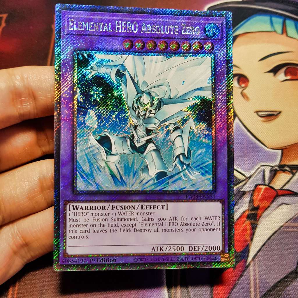 Thẻ bài Yugioh chính hãng | Elemental HERO Absolute Zero | RA03 Platinum Secret rare.