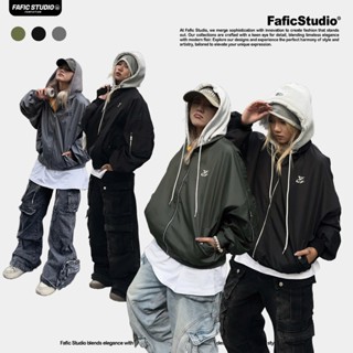 Áo Bomber dù NÓN Zipper Jacket HAT Signature hình thêu 3D tay nhúm form Boxy FAFIC Lót 2 lớp