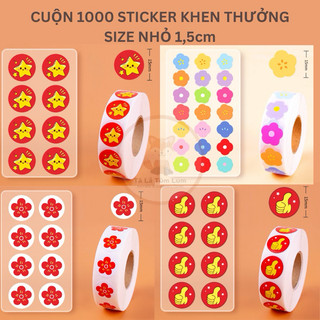  Cuộn gần 1000 sticker khen thưởng cho bé size nhỏ 1.5cm 