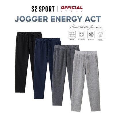 Quần nỉ nam ống suông S2 SPORT quần jogger cạp chun co giãn có dây rút điều chỉnh giữ ấm tốt - QN12
