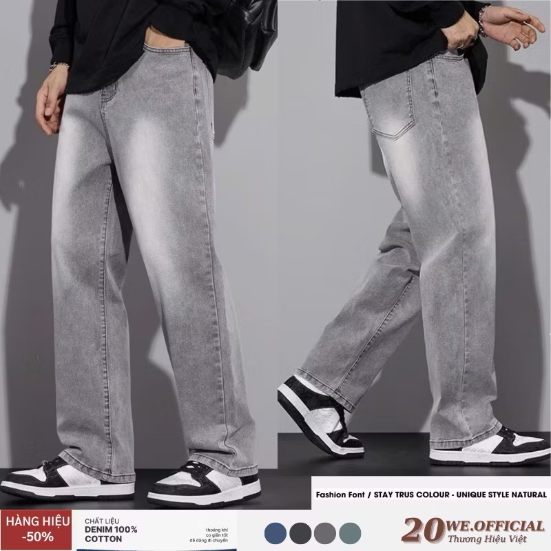 Quần Jean Nam Ống Rộng Dáng Suông Chất Vải Dày Dặn Màu Đen Xám Trầm SMOKE V.1 | BigBuy360 - bigbuy360.vn
