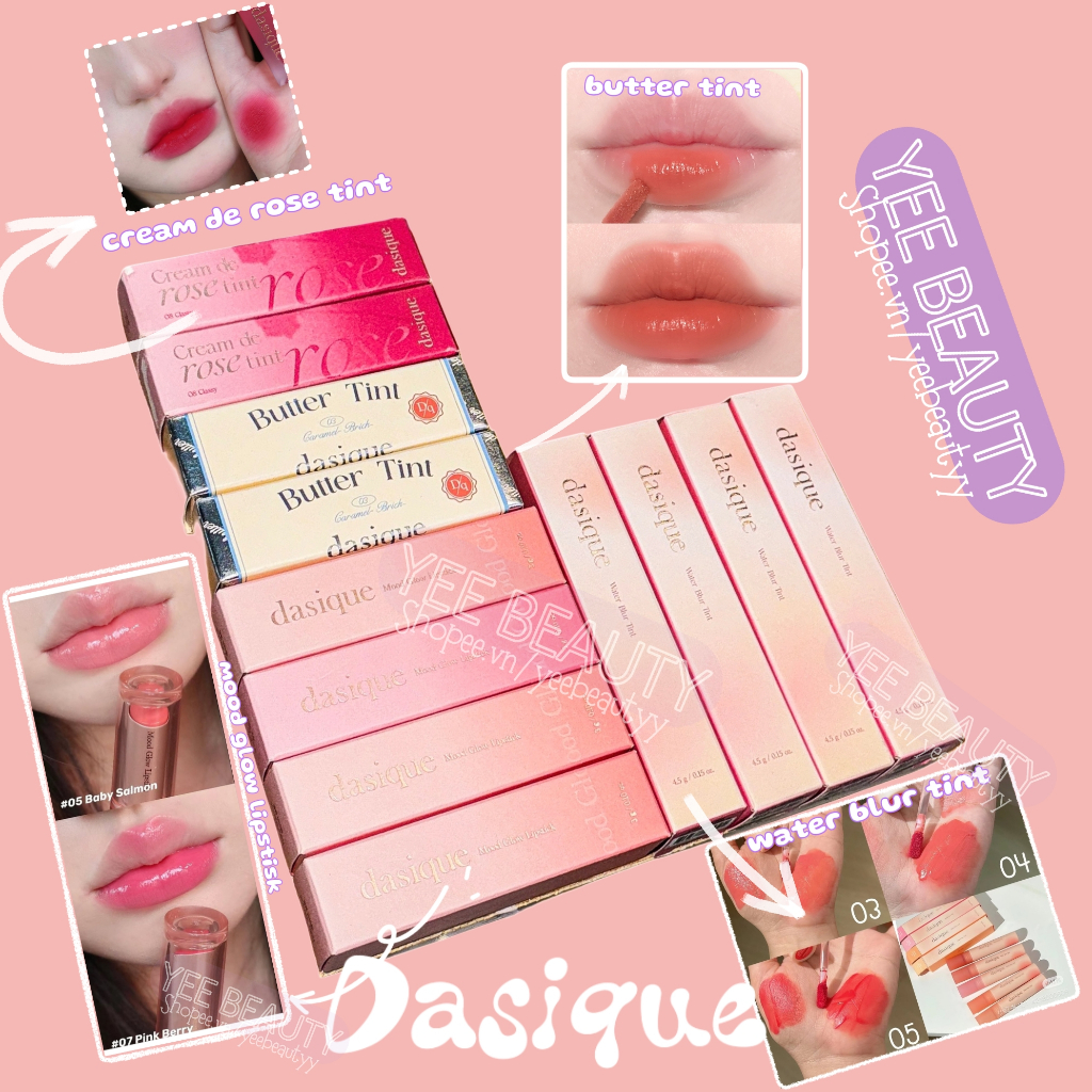 (Xả hàng) Son chì kẻ viền môi DASIQUE water blur/butter tint/ rose tint/ mood glow lipstick