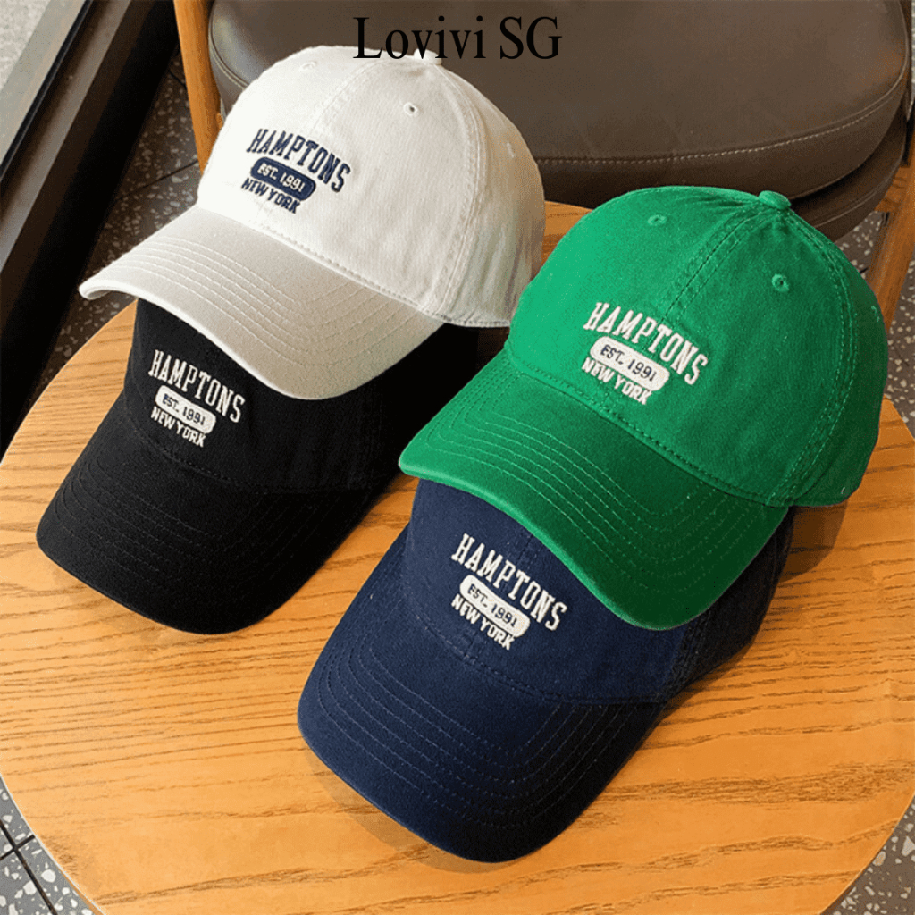 LOVIVISAIGON/Mũ kết bóng chày form vải mềm thêu chữ Hamptons, nón lưỡi trai chống nắng nam nữ thể thao vintage ulzzang