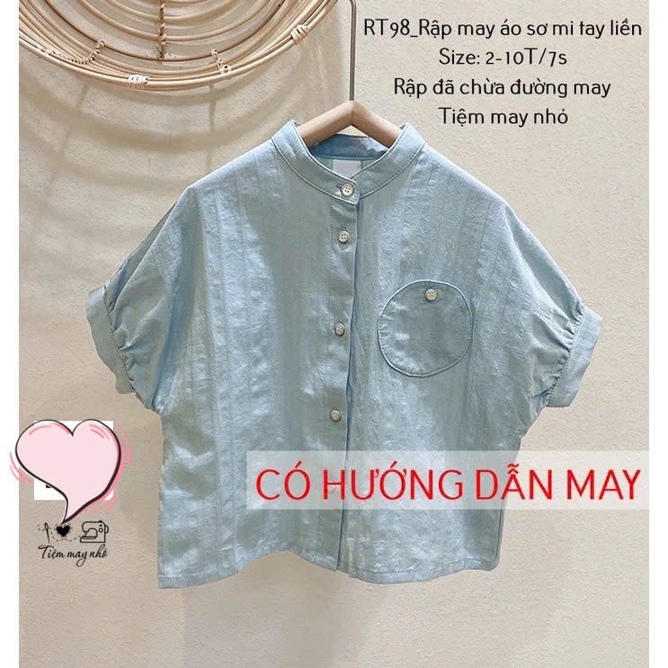 RT98_Rập giấy may áo sơ mi tay liền bé trai