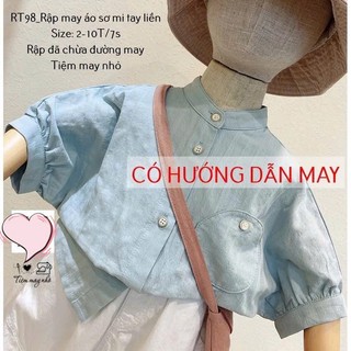 RT98_Rập giấy may áo sơ mi tay liền bé trai