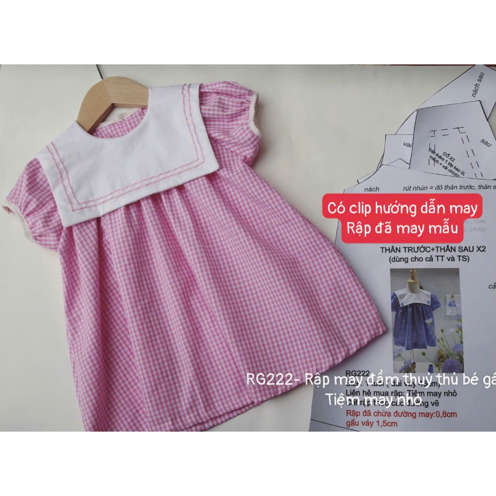 RG222_Rập giấy may váy cổ thủy thủ bé gái