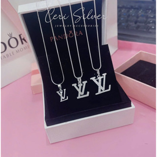 Lẻ mặt LV nam nữ Ceri Silver, lẻ mặt dây chuyền bạc đính đá cao cấp