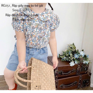 RG251_ Rập giấy may áo kiểu cổ sen bé gái