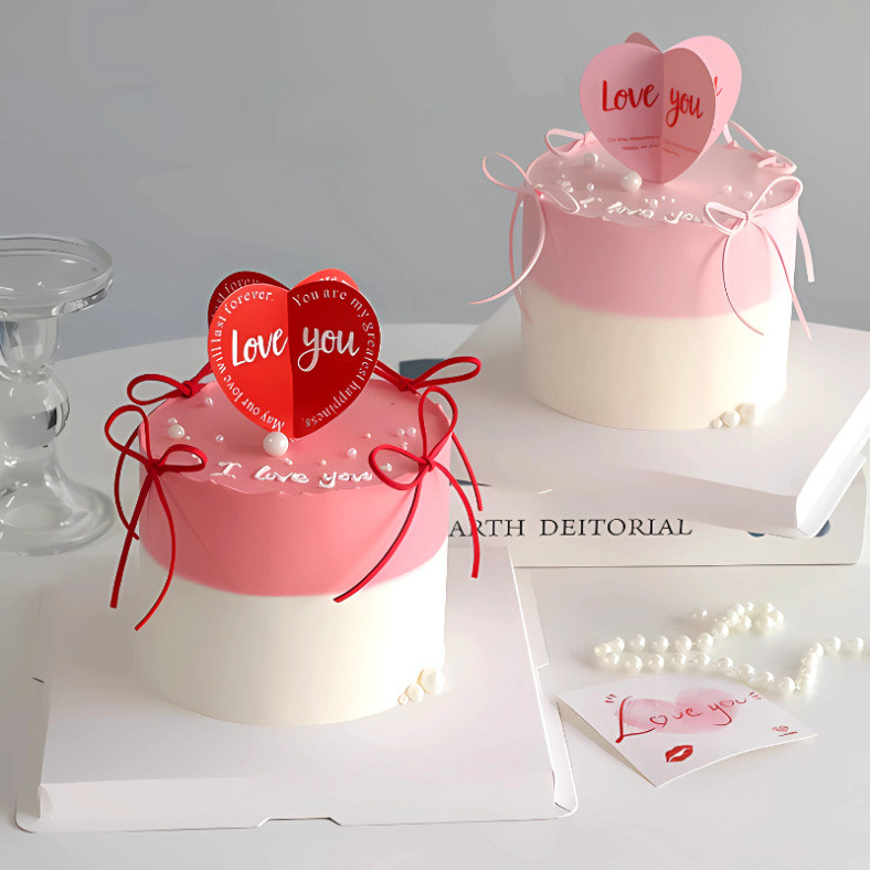 VALENTINE - Combo 10 que cắm trái tim,thẻ tag chữ love Trang trí bánh kem